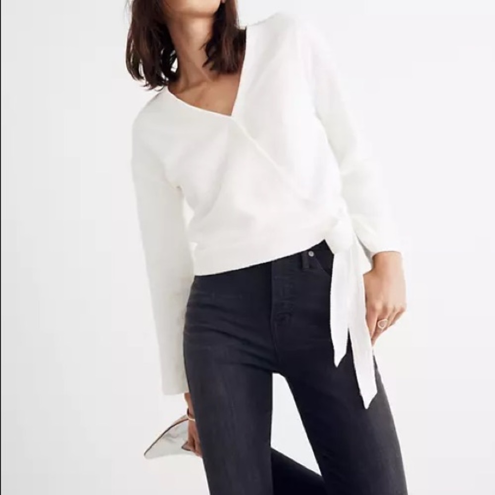 Texture and Thread Madewell Wrap Top Cream Sz L